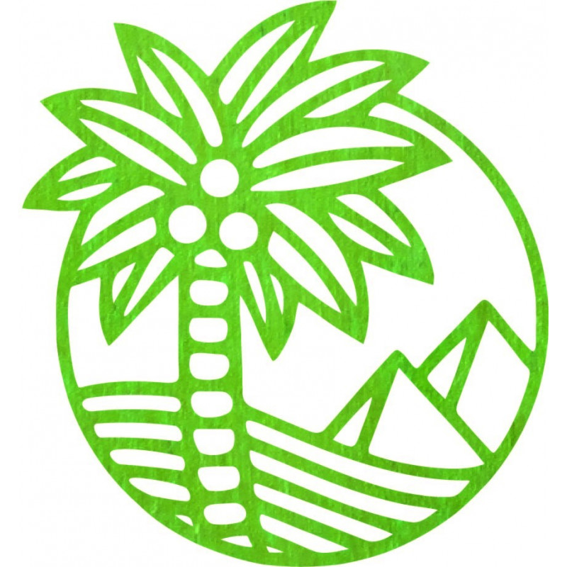 Wooden wall painting of a palm tree on the...