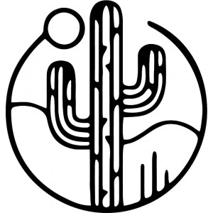 Wooden wall picture of a cactus with the sun - MONK 2