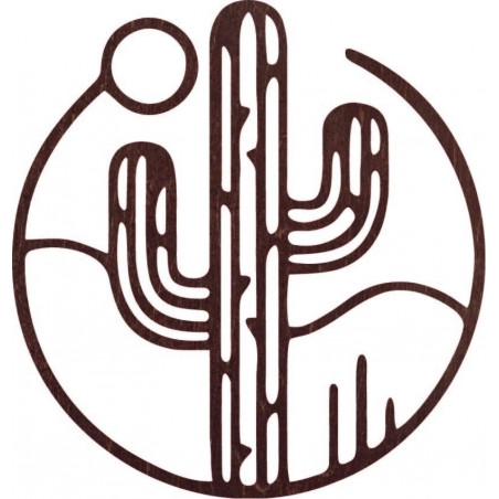 Wooden wall picture of a cactus with the sun - MONK