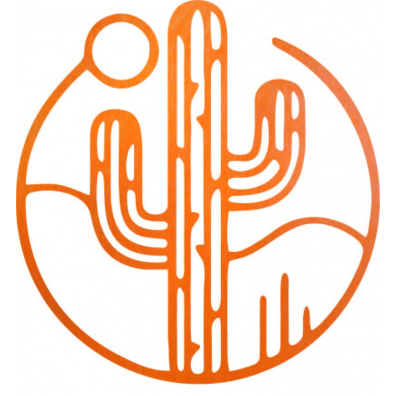 Wooden wall picture of a cactus with the sun -...