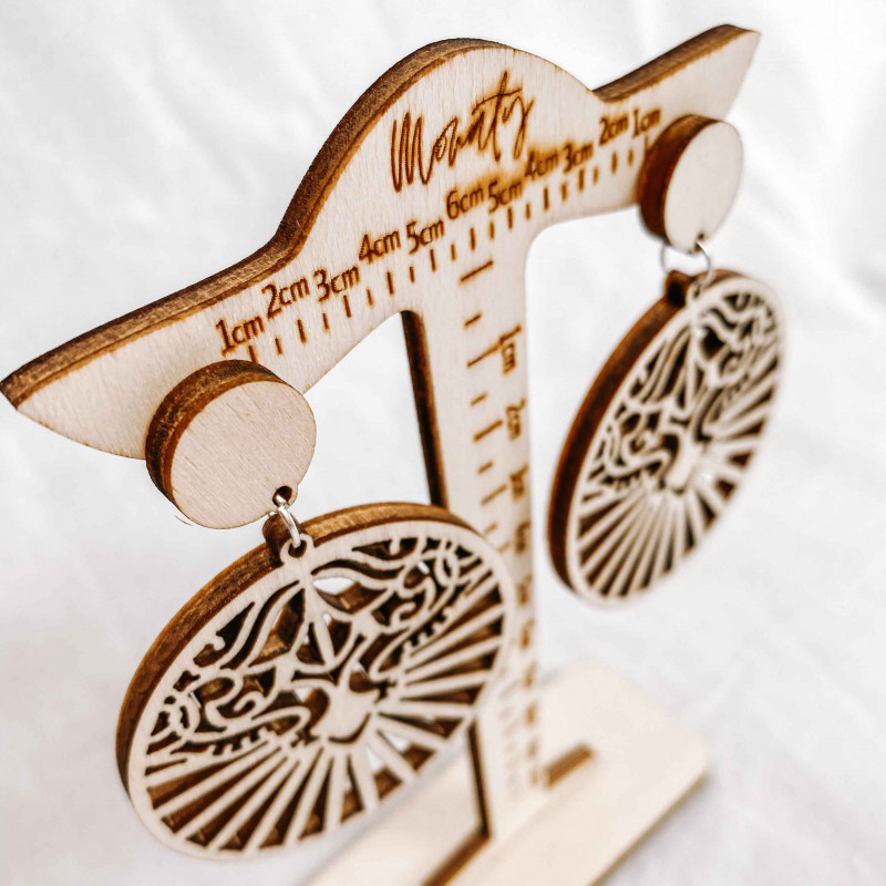 Wooden natural hanging earrings LILIEN - MONATY...