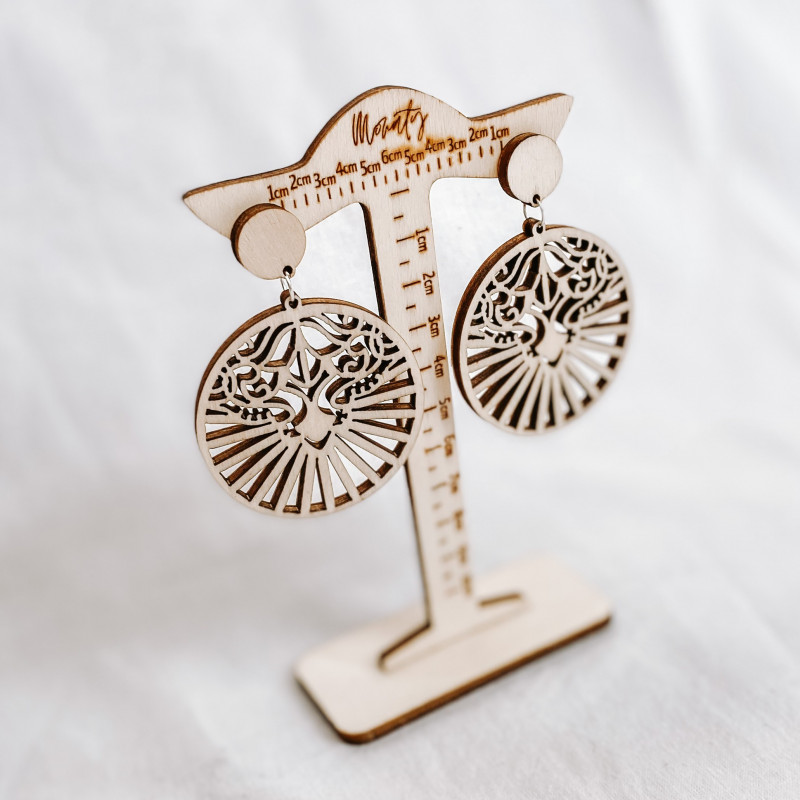 Wooden natural hanging earrings LILIEN - MONATY...