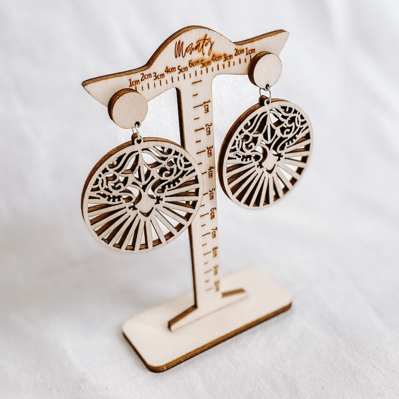 Wooden natural hanging earrings LILIEN - MONATY...