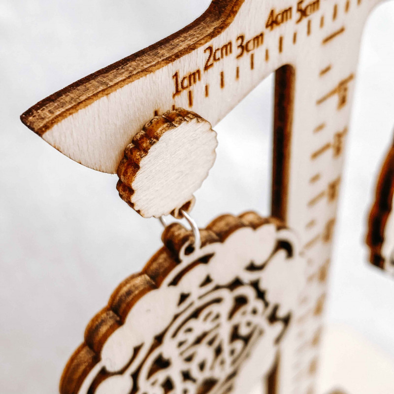 Wooden natural hanging earrings AURORA - MONATY...