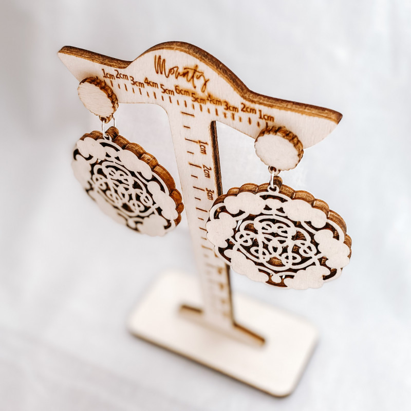 Wooden natural hanging earrings AURORA - MONATY...