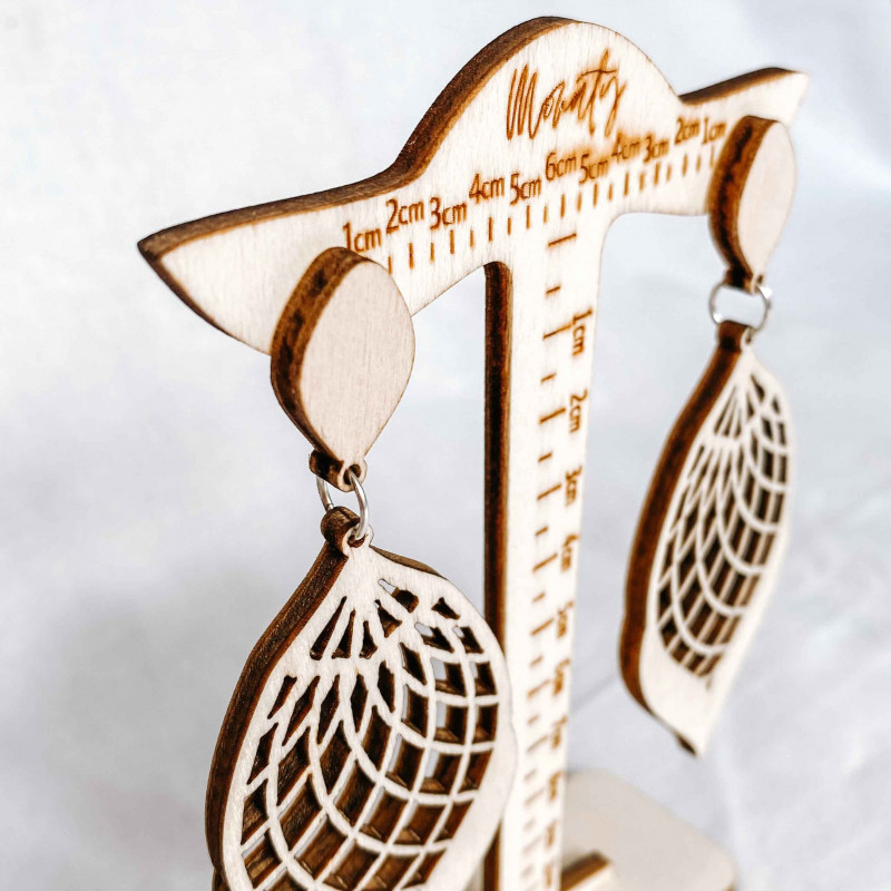 Wooden natural hanging earrings MELLIFLUOUS -...