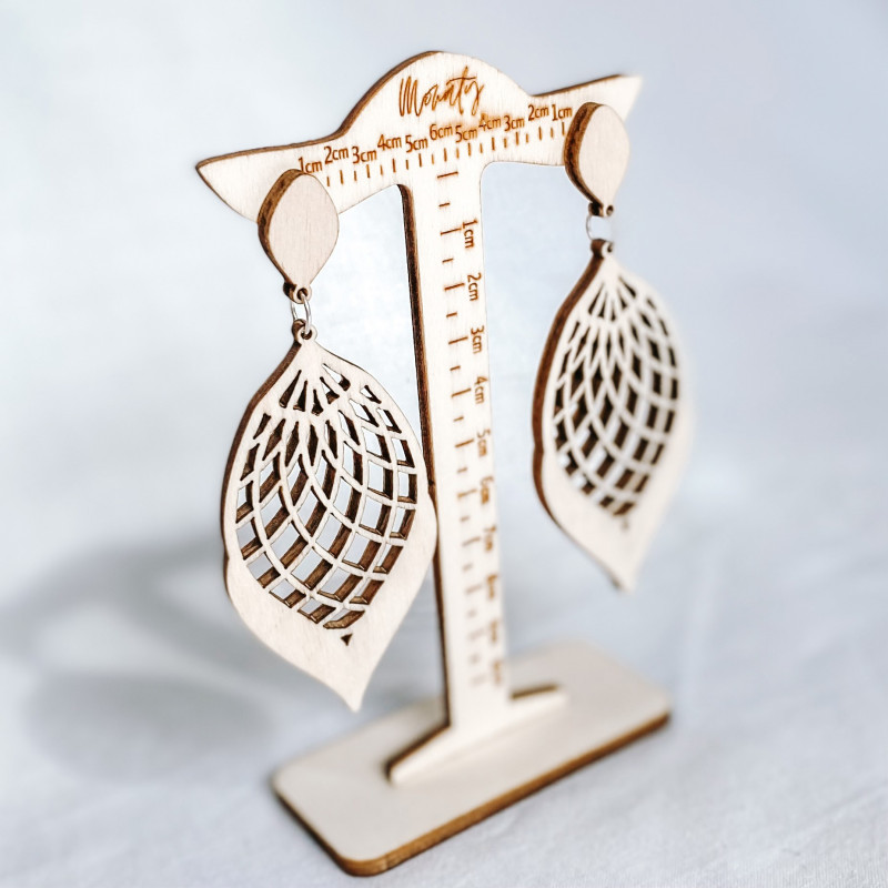 Wooden natural hanging earrings MELLIFLUOUS -...