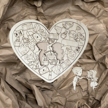 Wooden puzzle in the shape of a heart - LOVE | SENTOP