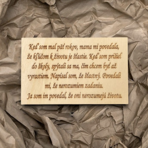 Wood sign with text - The key to life | SENTOP 2