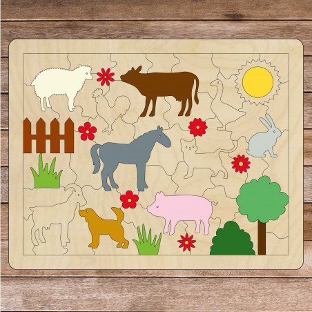 Montessori wooden sensory aid - Farm animals | SENTOP H018 Poplar