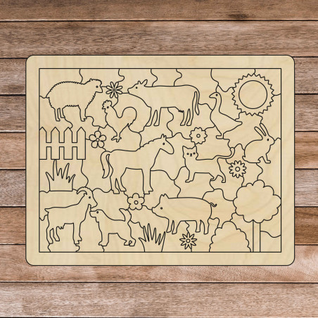 Montessori wooden sensory aid - Farm animals | SENTOP H018 Poplar