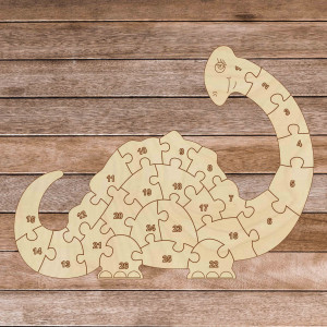 Detské drevené puzzle - Dinosaurus a čísla 26 dielikov |...