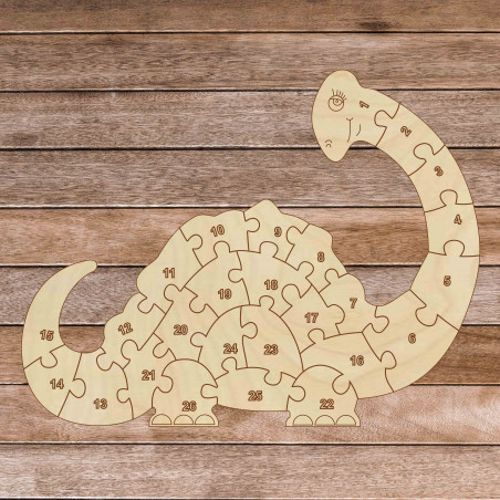 Children's wooden puzzle - Dinosaur and numbers 26 pieces | SENTOP