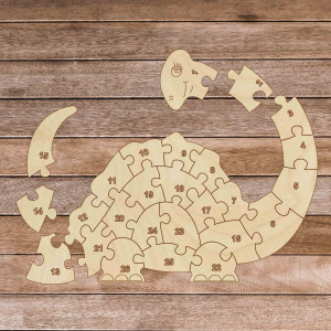 Children's wooden puzzle - Dinosaur and numbers 26 pieces... 2