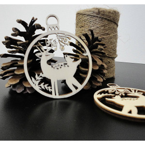 Deer Christmas decoration made of wood, size: 79x90 mm... 2