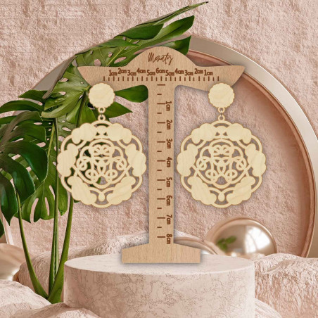 Wooden natural hanging earrings AURORA - MONATY | SENTOP