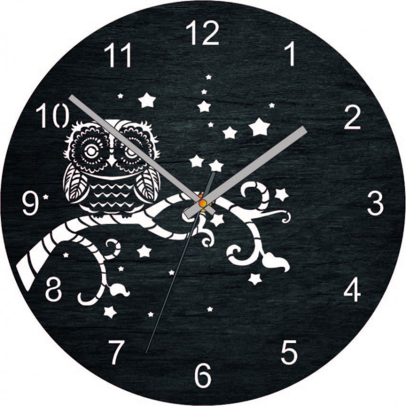 Wooden wall clock - Owl - natural and colored |...