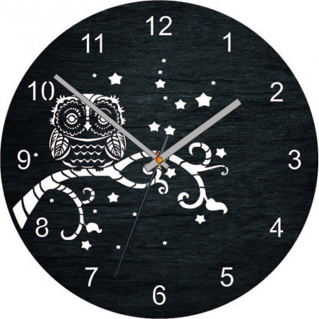 Wooden wall clock - Owl - natural and colored | SENTOP PR0443