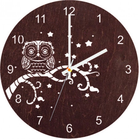 Wooden wall clock - Owl - natural and colored | SENTOP PR0443