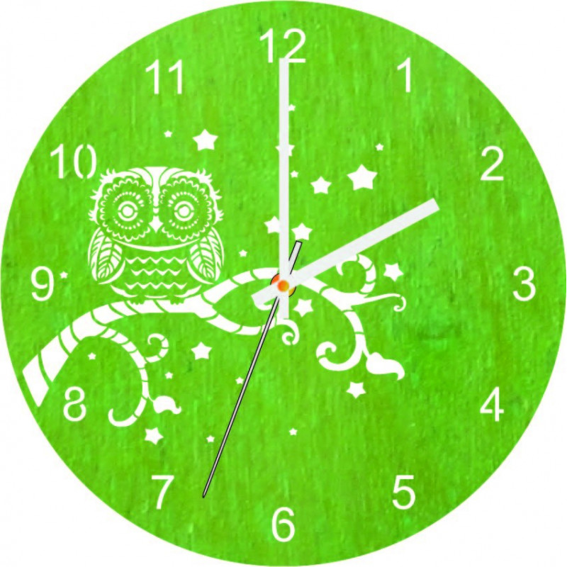 Wooden wall clock - Owl - natural and colored |...