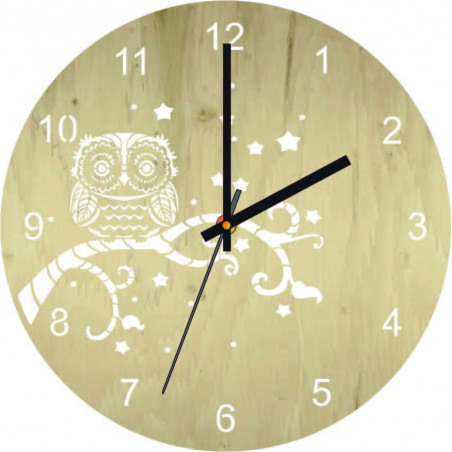 Wooden wall clock - Owl - natural and colored | SENTOP PR0443