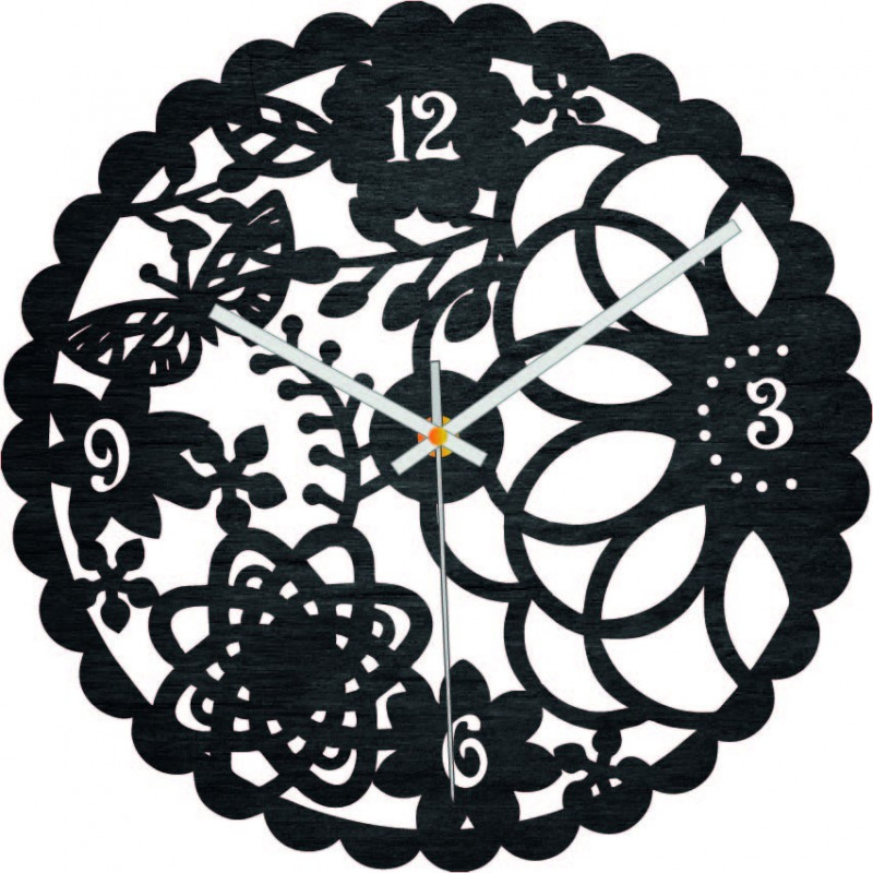Wooden wall clock butterfly meadow - FORSED