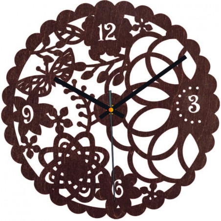 Wooden wall clock butterfly meadow - FORSED