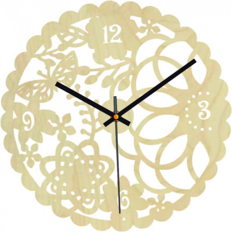 Wooden wall clock butterfly meadow - FORSED