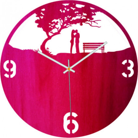 Wooden wall clock love in the park - LOVE