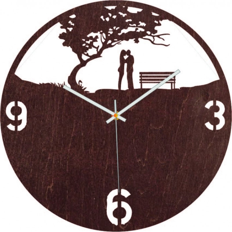 Wooden wall clock love in the park - LOVE