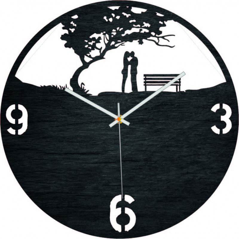 Wooden wall clock love in the park - LOVE