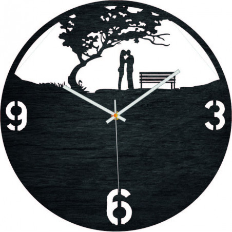 Wooden wall clock love in the park - LOVE