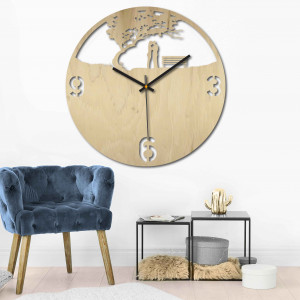 Wooden wall clock love in the park - LOVE 2