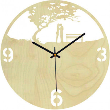 Wooden wall clock love in the park - LOVE