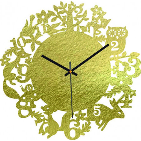 Wood Clock - Forest animals - Black and coloured | SENTOP PR0451