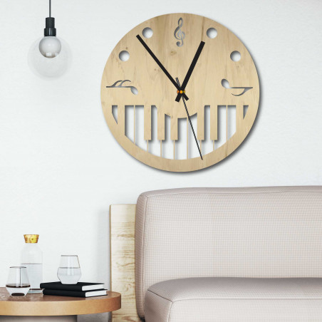 Wall Clock sheet music and piano - HORTO