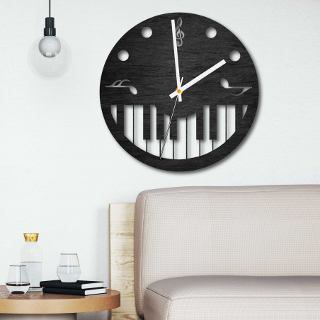 Wall Clock sheet music and piano - HORTO