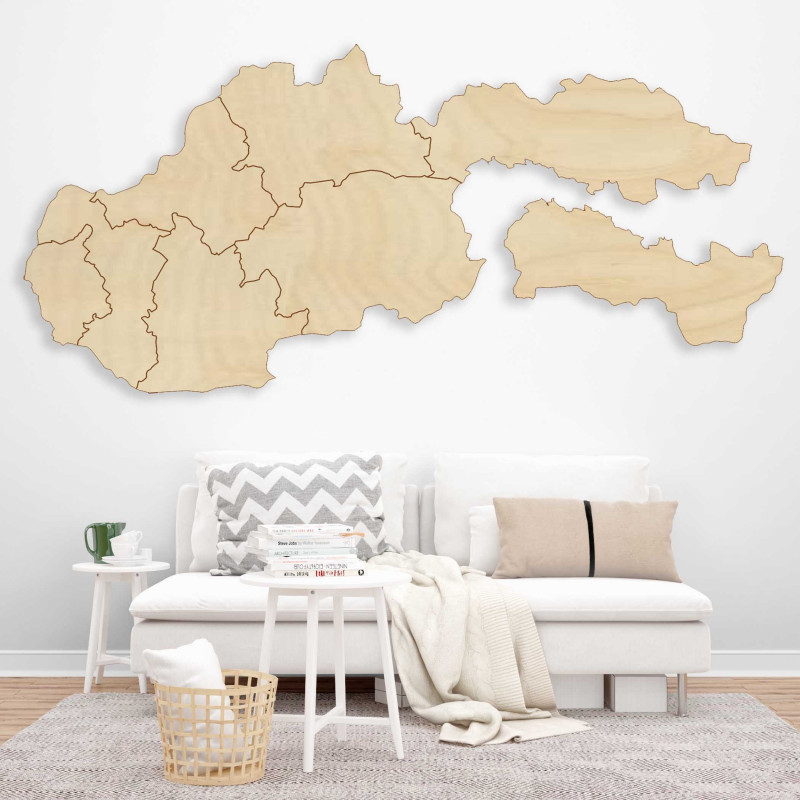 Wooden wall map Slovakia - 8 pieces | SENTOP