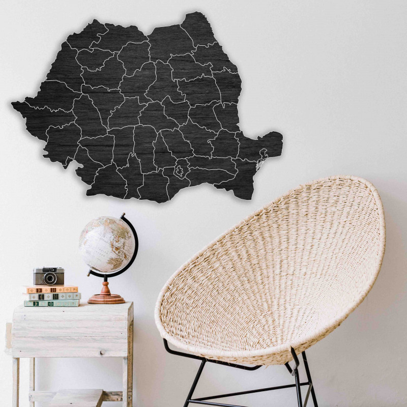 Wooden wall map Romania - ROMA