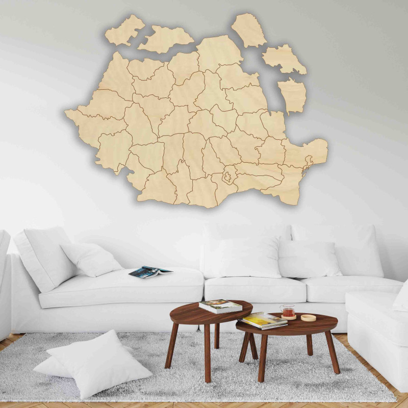 Wooden wall map Romania - ROMA