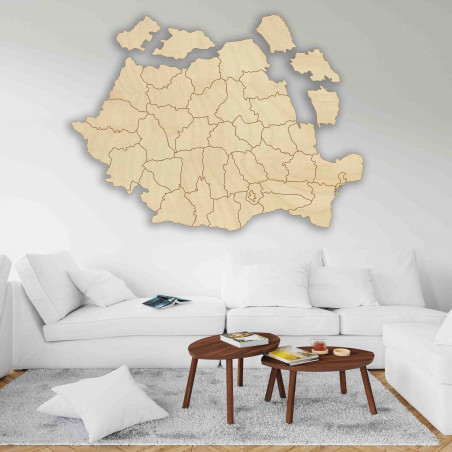 Wooden wall map Romania - ROMA