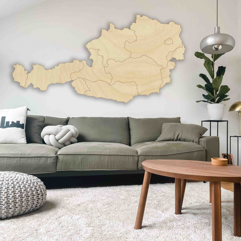 Wooden map on the wall of Austria - 10 pcs SENTOP