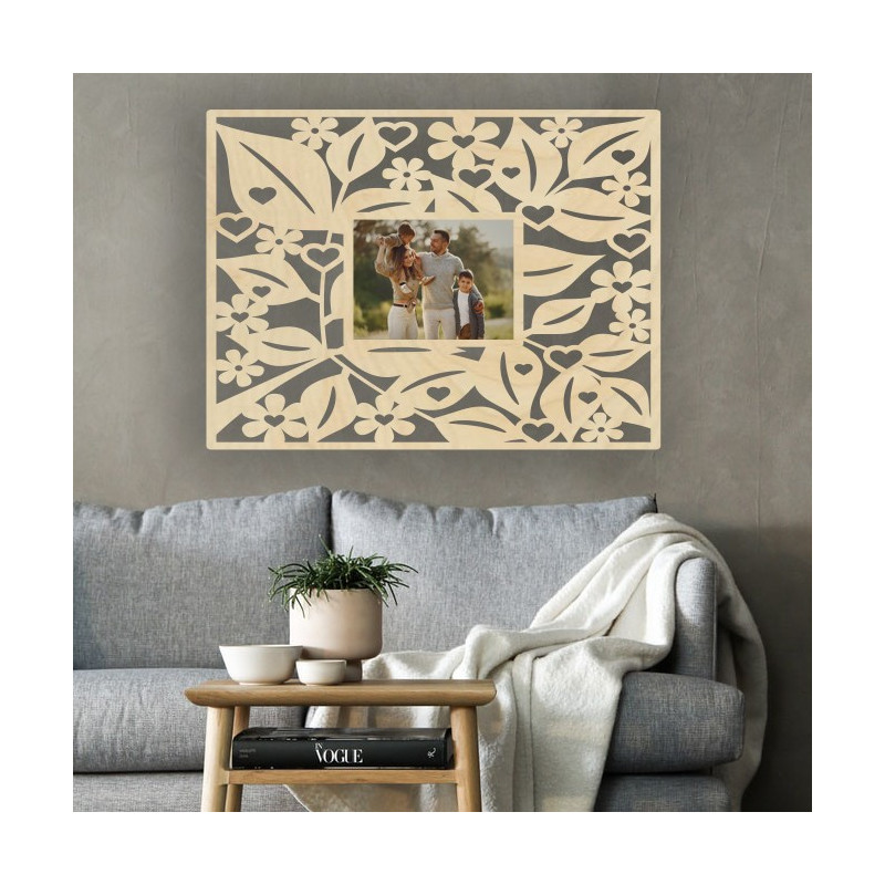 Wooden photo frame for wall - rectangle - up to...