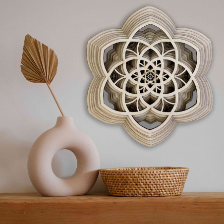 Wooden mandala Harmony made of several layers up to 90 x 100 cm