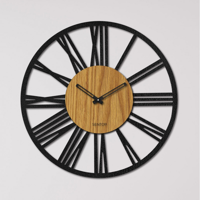 Wall Clock Roman numerals oak - ORFERIG