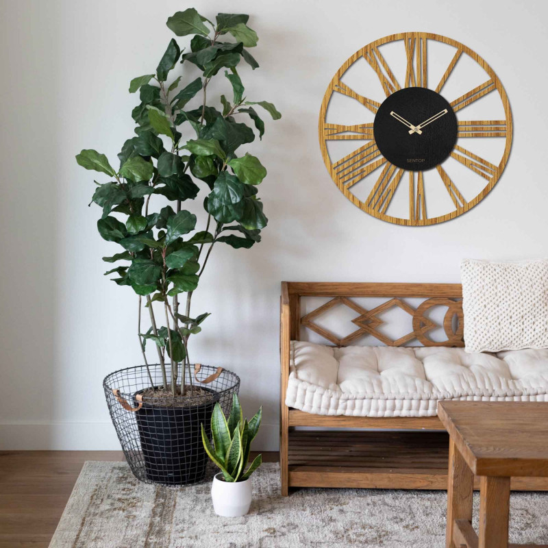 Wall Clock Roman numerals oak - ORFERIG