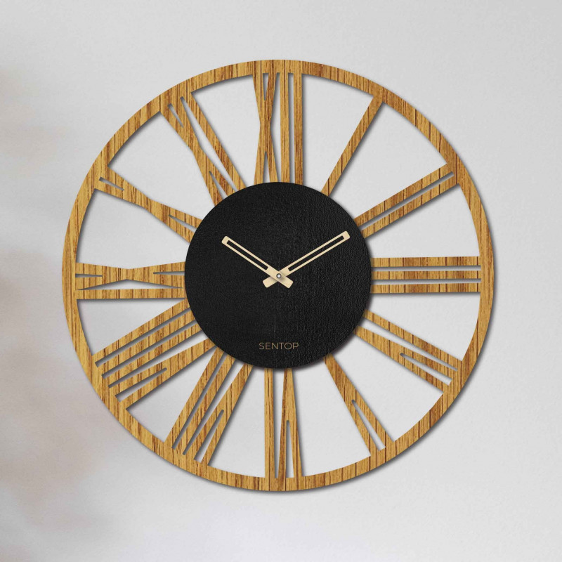 Wall Clock Roman numerals oak - ORFERIG