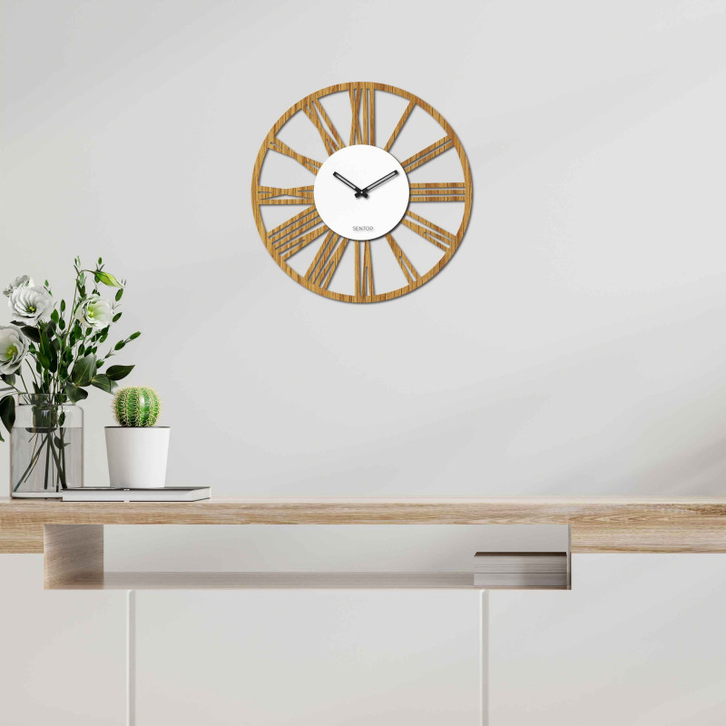 Wall Clock Roman numerals oak - ORFERIG