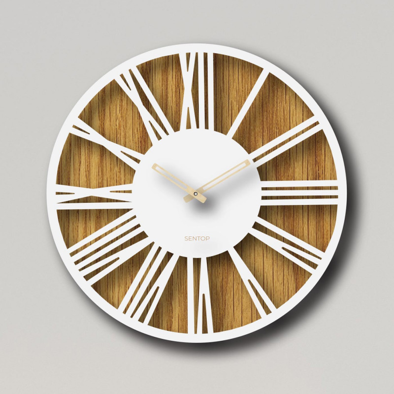 Wooden wall clock Roman numerals - Sentop |...
