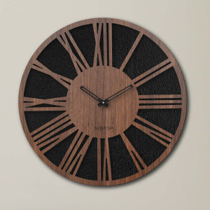 Wall wooden clock Roman numerals - wenge nut 2